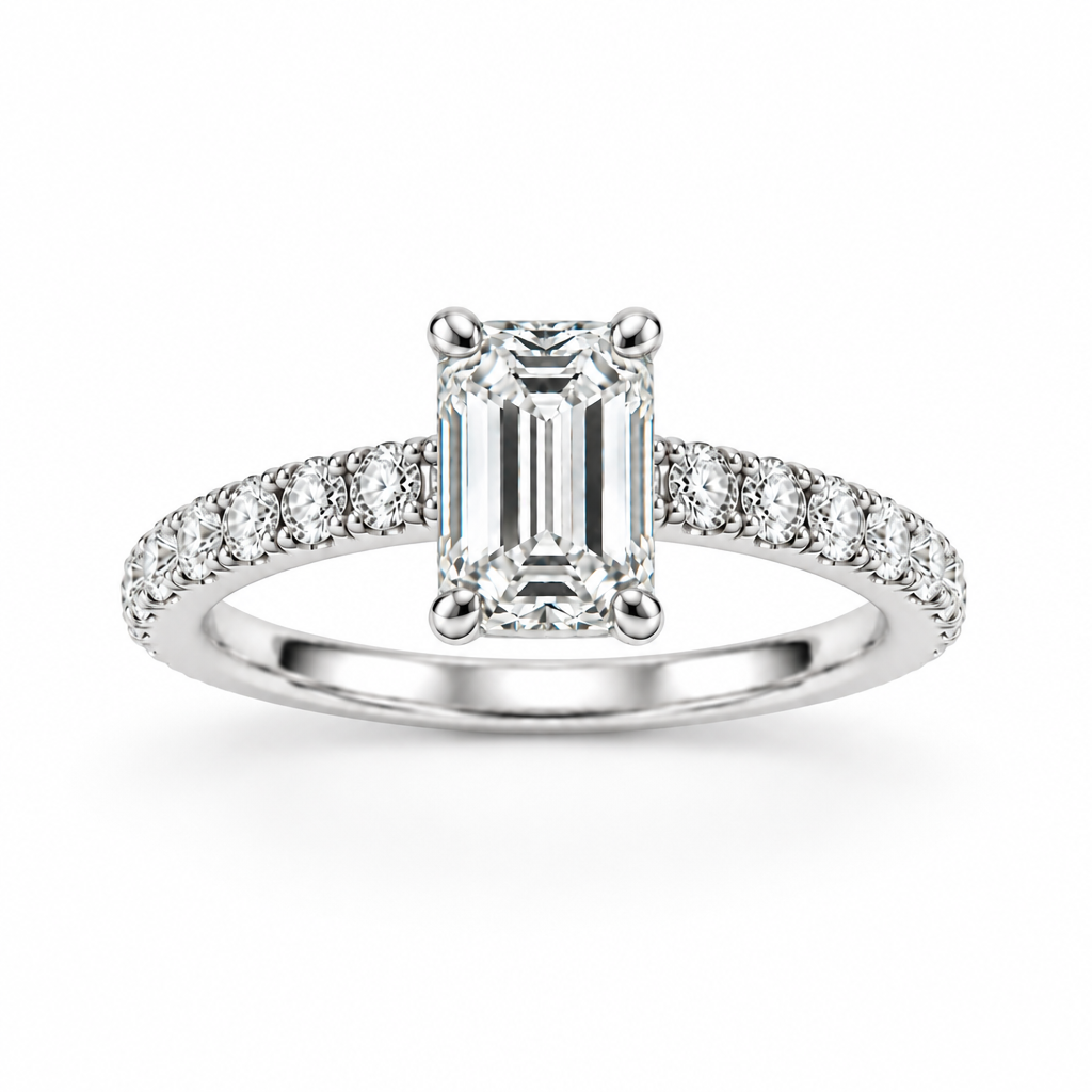 Anillo de oro blanco con la inclinación de la referencia dorada
